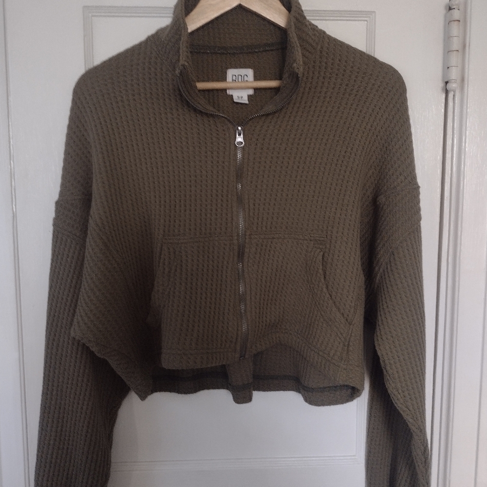 Urban Outfitters BDG Leo Waffle Zip Front Sweater - Picture 9 of 10